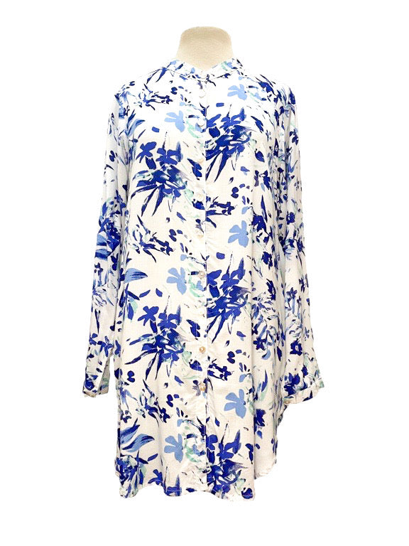 Mandarin collar button through shirt - various prints and plains