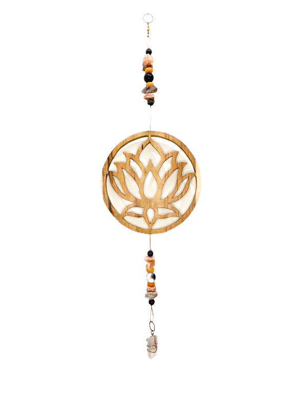 Quartz, rose quartz & wooden lotus space harmoniser - medium