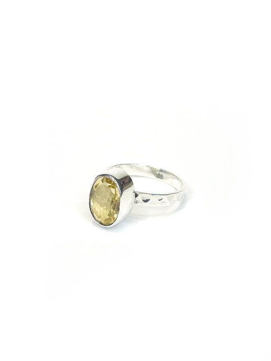 Citrine oval silver ring