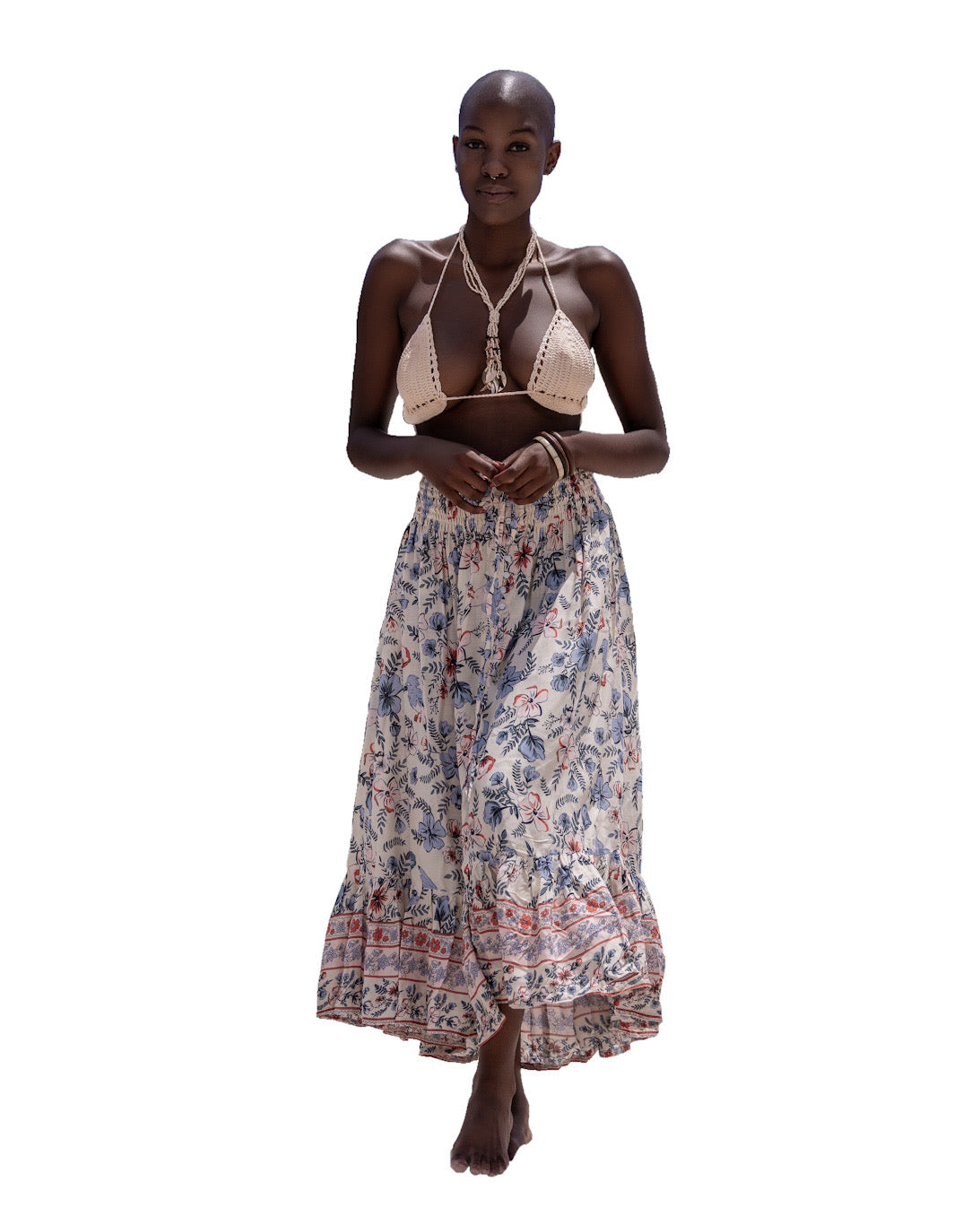 Lorena long skirt with buttons - crinkle rayon - various