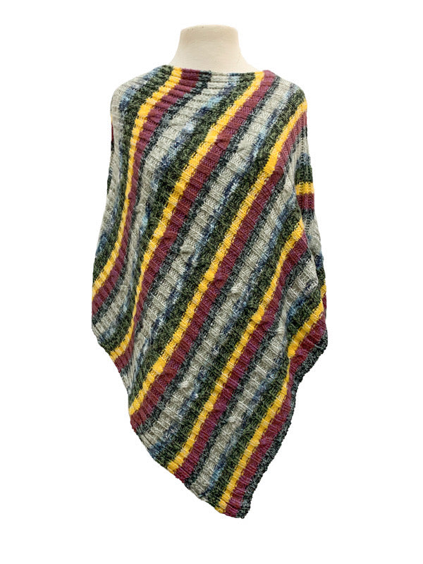 ❤Poncho with cables & stripes