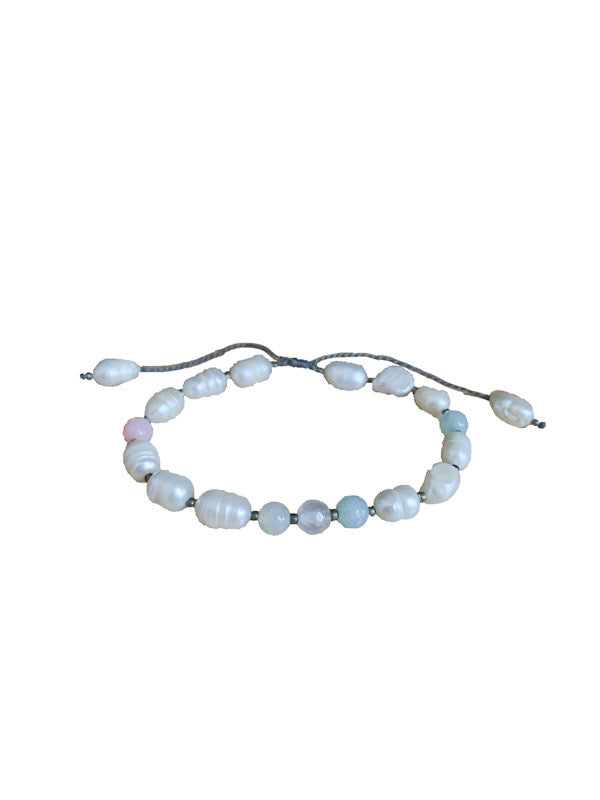 Fresh water pearl bracelet with crystals - various