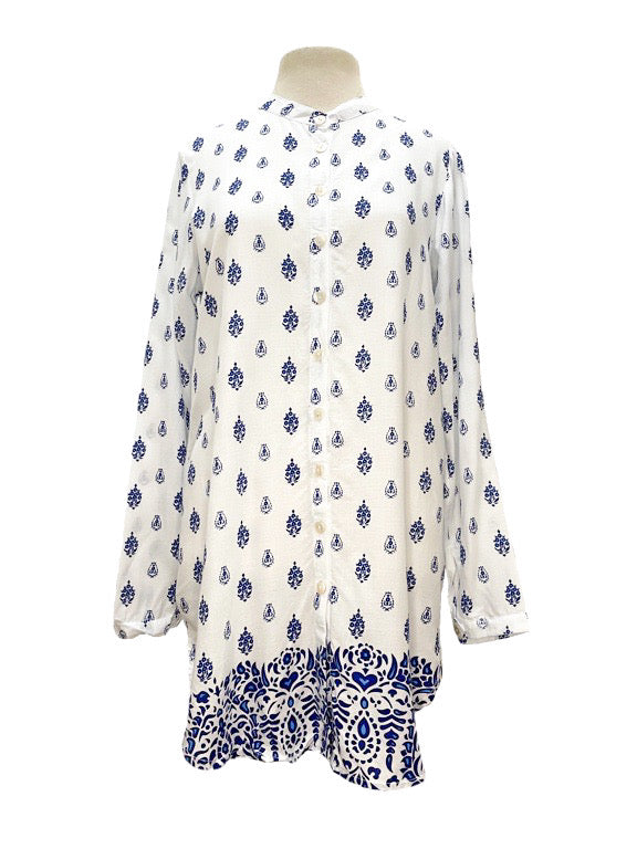 Mandarin collar button through shirt - various prints and plains