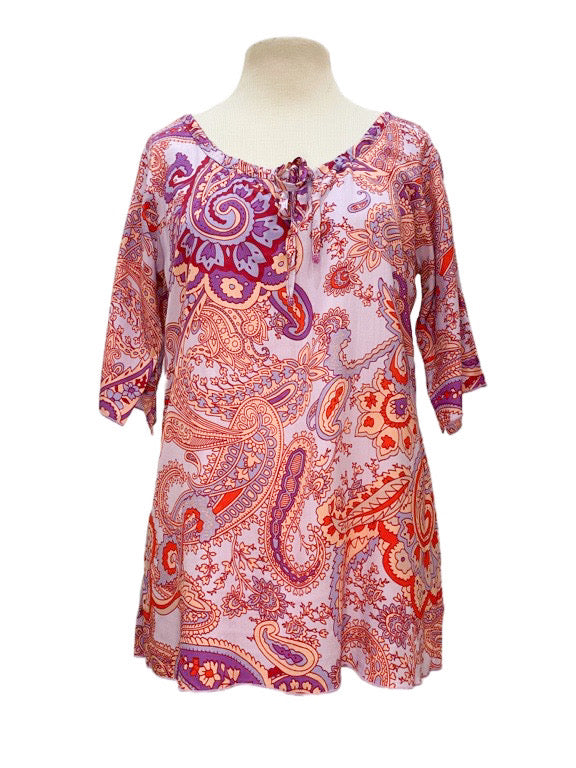 Round neck top with elbow length sleeve - various paisley - 859 B