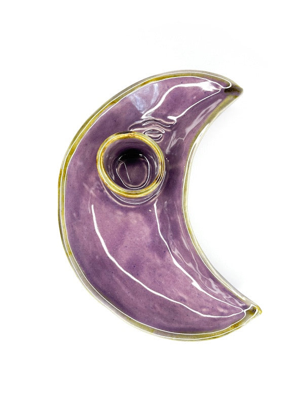 Ceramic smudge bowl - crescent moon - various colours