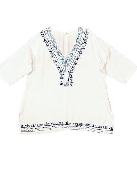 Summer Top - Tunic with embroidery & neck detail