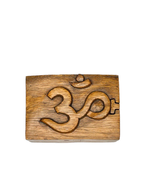 Wooden hand carved magic box - small - various designs