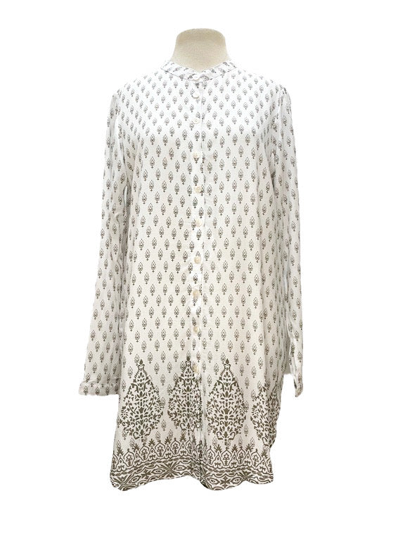 Mandarin collar button through shirt - various prints and plains