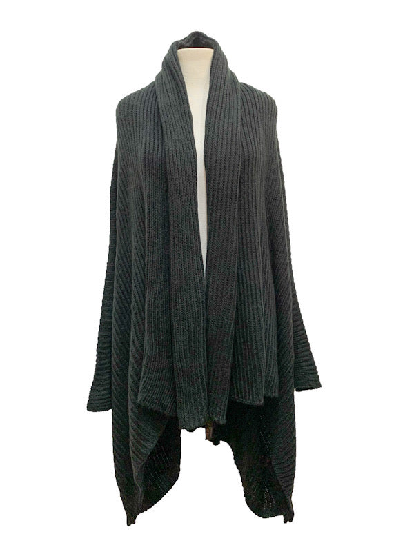 Poncho - open ribbed with roll collar various