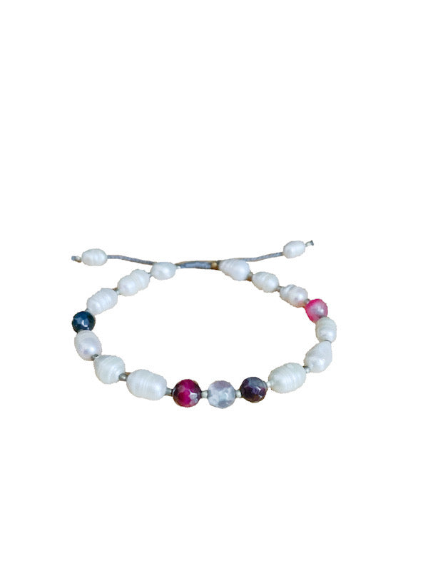 Fresh water pearl bracelet with crystals - various