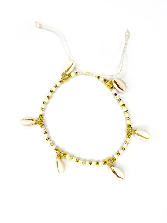 Anklet with stone and cowry detail