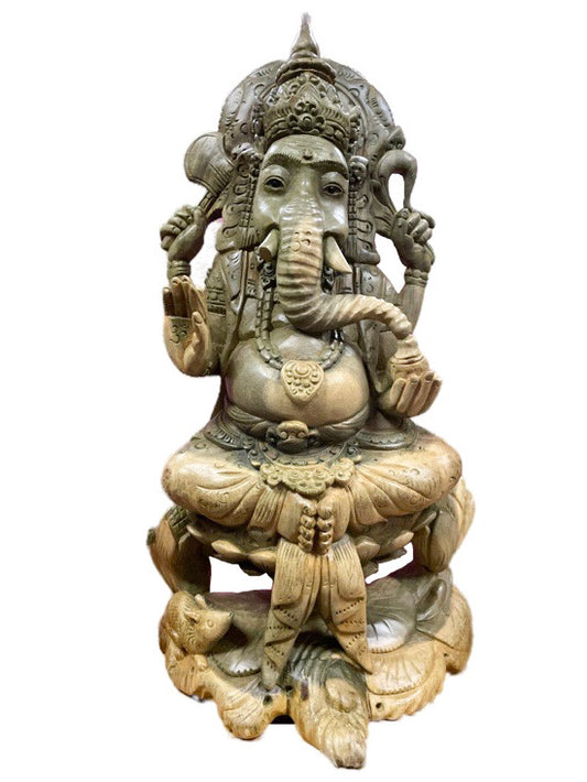 Ganesh - wooden hand carved 40cm