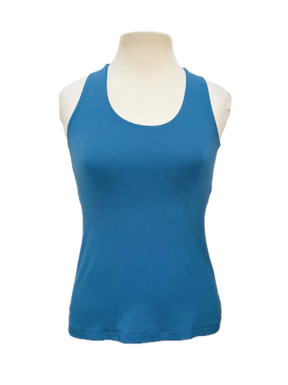 Yoga tank top with criss-cross back detail - various