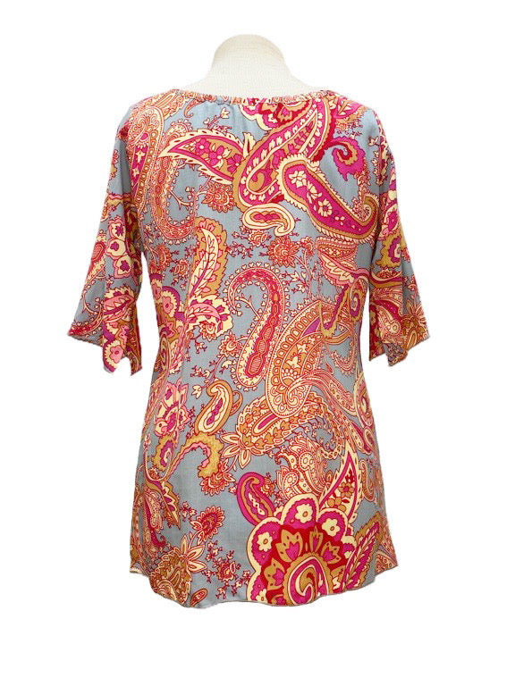 Round neck top with elbow length sleeve - various paisley - 859 B