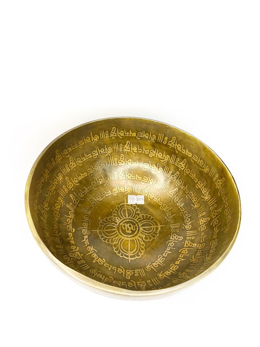 Singing Bowl Etched Tibetan hand beaten /- 19cm diameter - various notes & designs