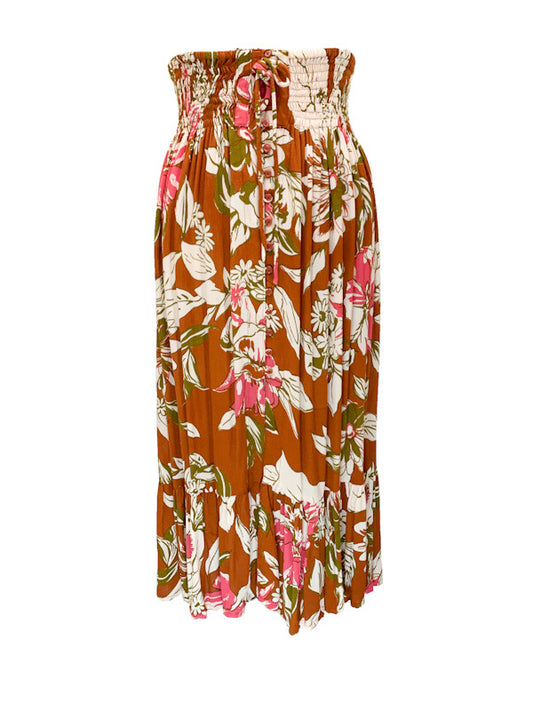 Lorena long skirt with buttons - crinkle rayon - various