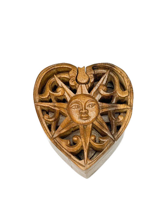 Wooden hand carved magic box - small - various designs