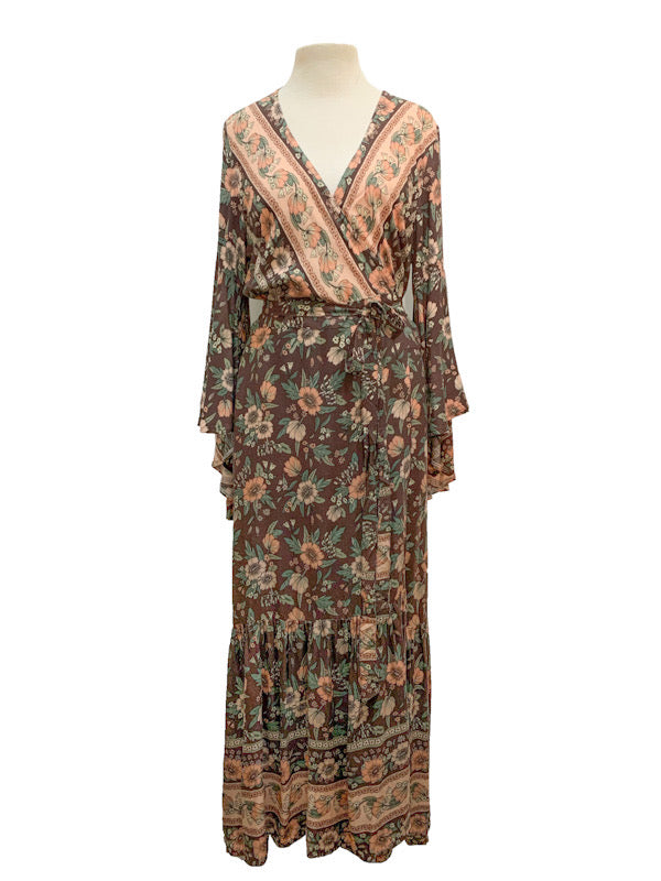 ❤Wrap dress with long flared sleeve - various