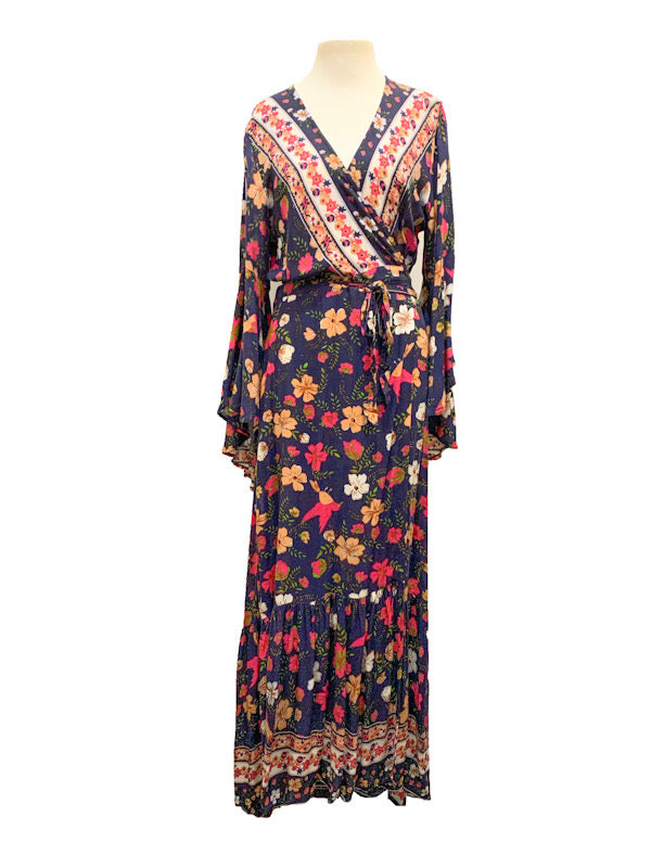 ❤Wrap dress with long flared sleeve - various