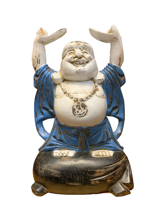 Buddha laughing - wooden hand carved