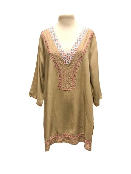 Summer Top - Tunic with embroidery & neck detail