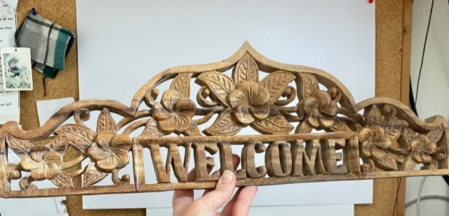 Welcome wooden panel 50cm