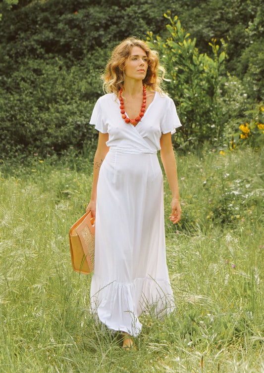 ❤Farah Long Wrap Dress Short sleeve - various
