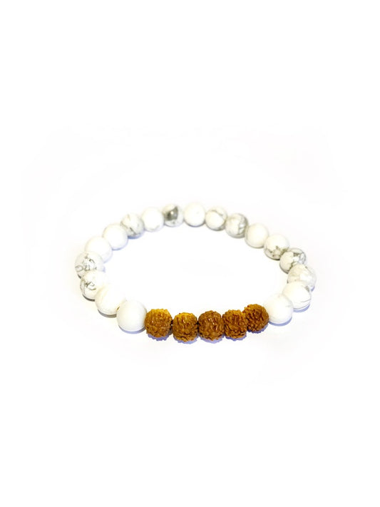 White howlite and rudraksha bracelet - 8mm