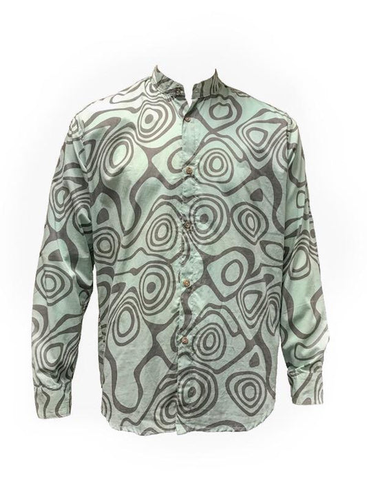 Shirt - Long Sleeve Mandarin Collar Various Prints