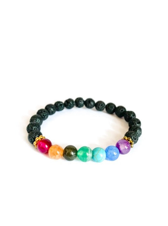 Lava stone chakra bracelet - 8mm