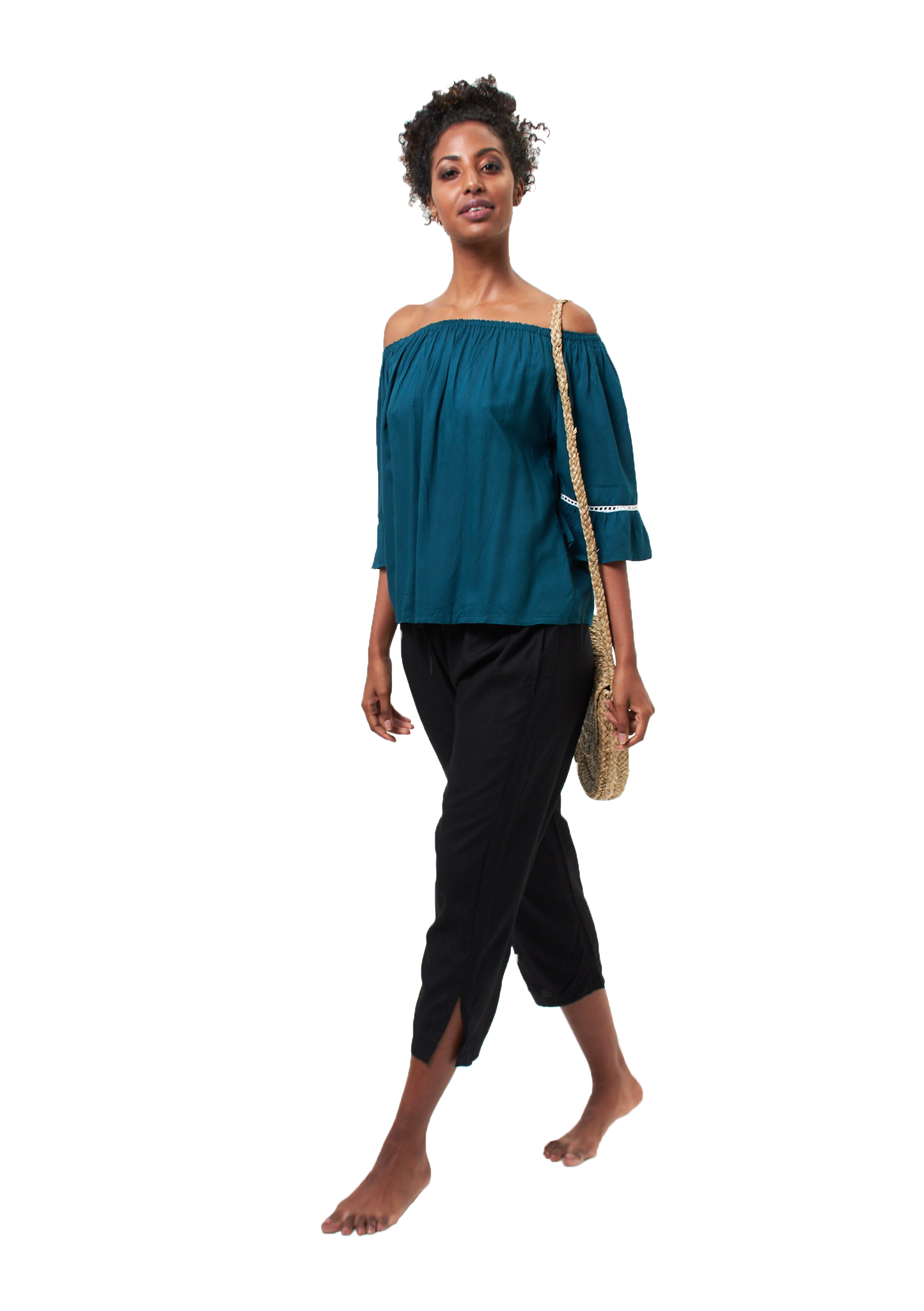 Simple capri pants with drawstring