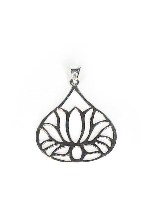 Silver lotus pendant
