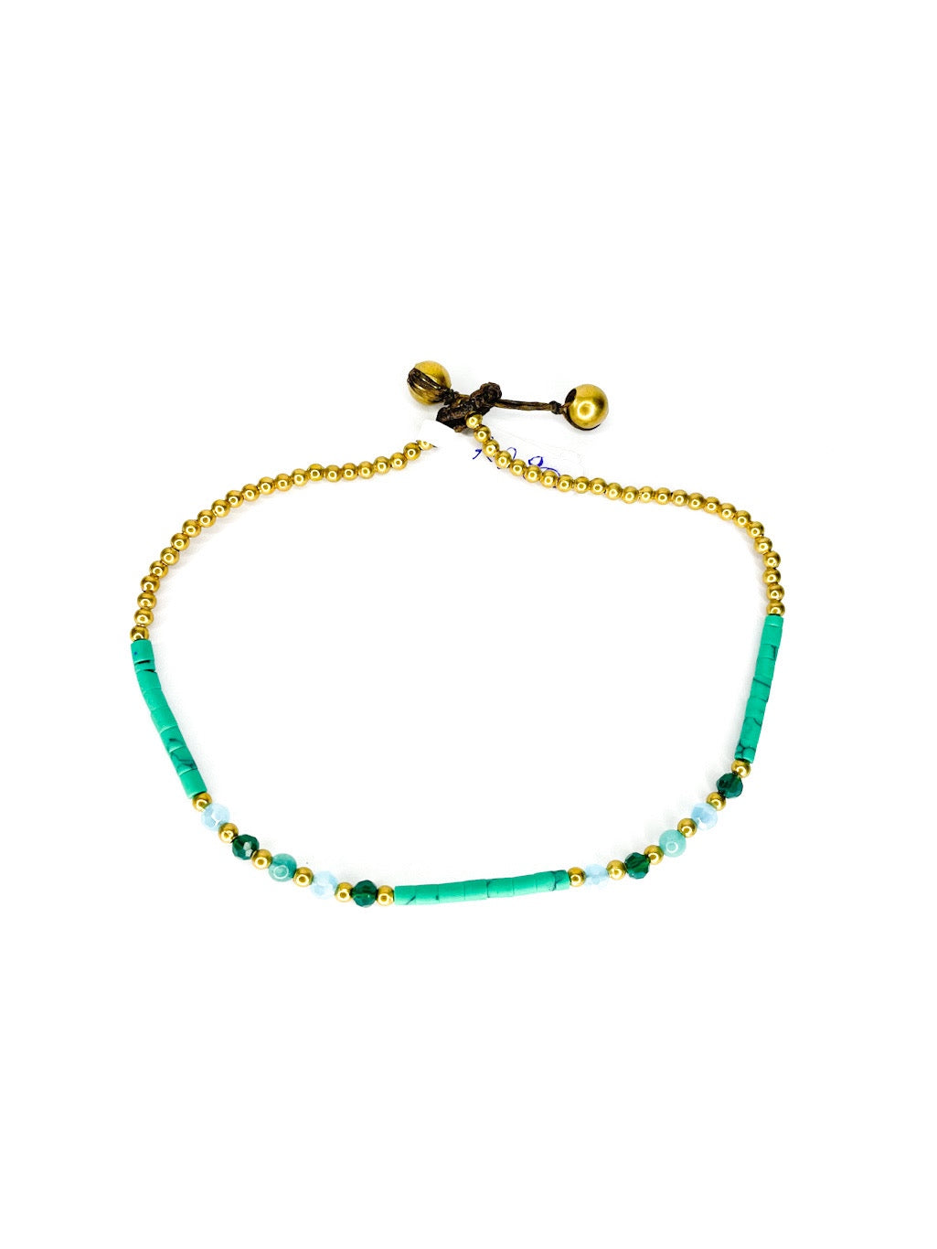 Faceted stone and brass bead anklet - various colours