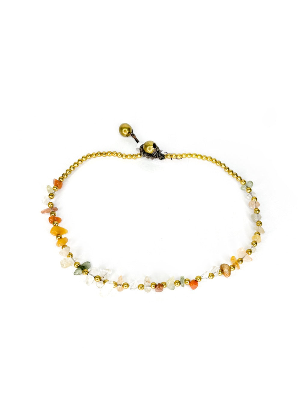 Naturally shaped stone and brass beaded anklet - various colours