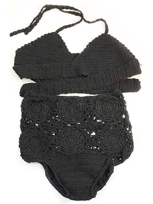 Crochet bikini with high waisted bottom - various colours