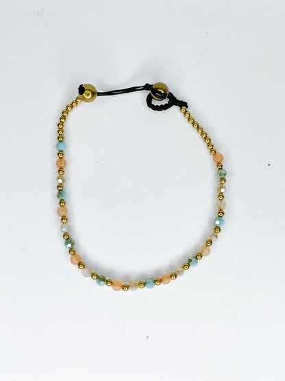 ❤Stone and brass beaded bracelet - various colours