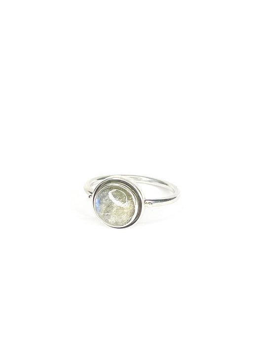 Round labradorite silver ring