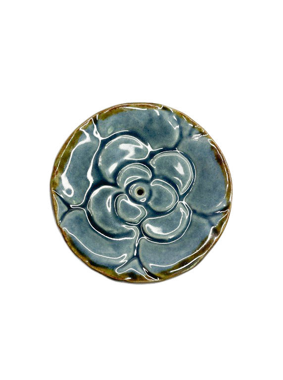 Ceramic incense holder - round flower