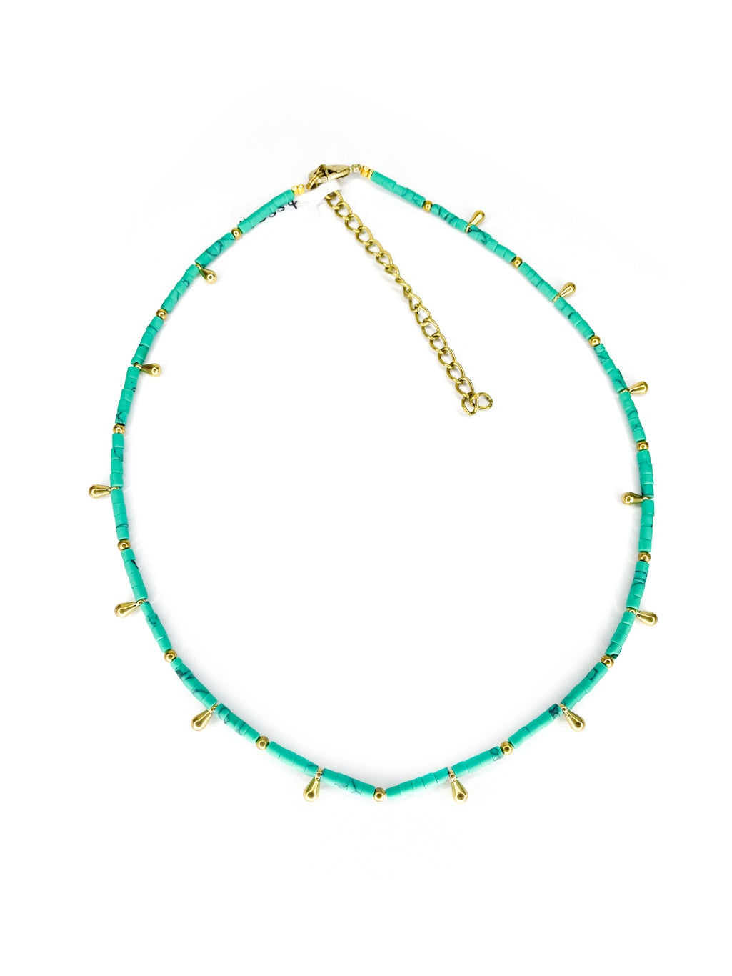 Stone and brass teardrop beaded necklace - various colours