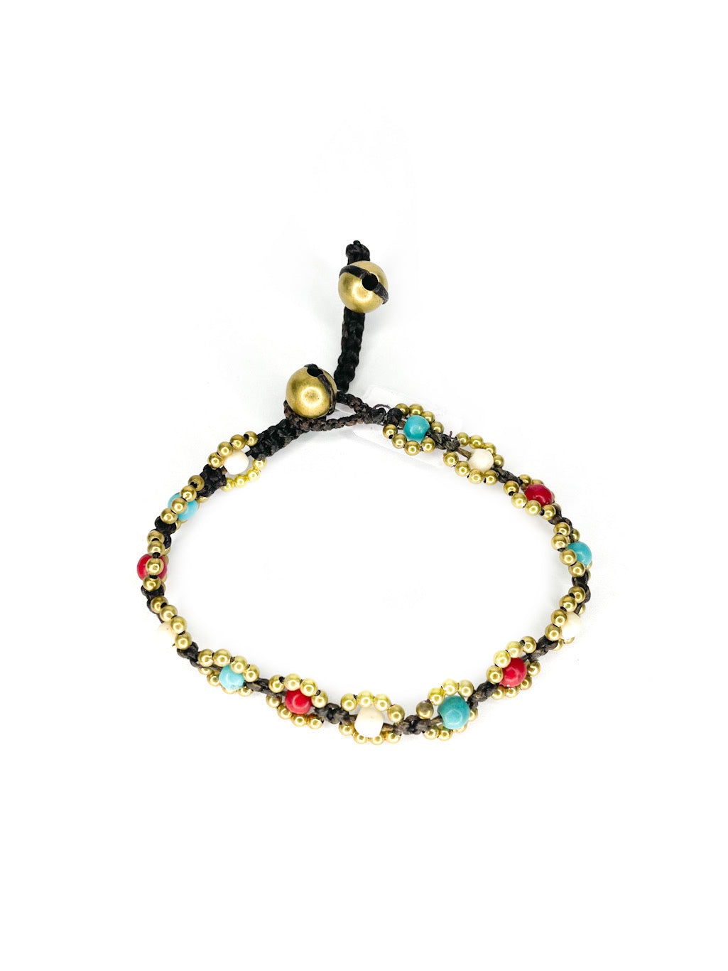 Flower stone and brass beaded bracelet - various colours