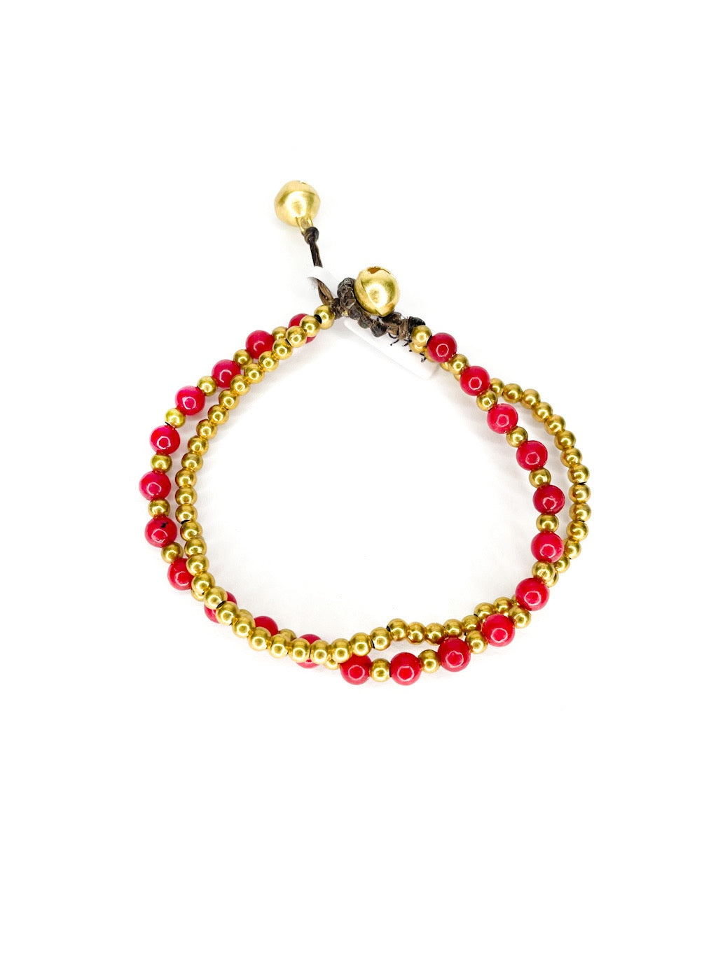 Stone and brass double strand bracelet - various colours