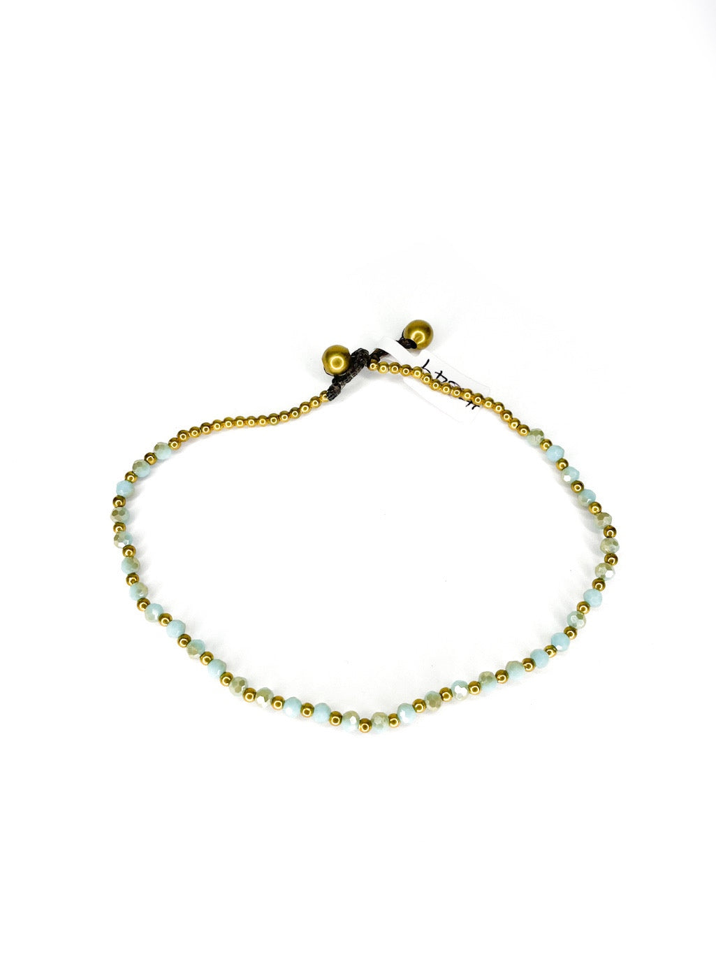 Faceted stone and brass beaded bracelet - various colours