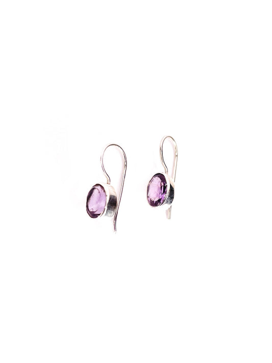 Amethyst silver drop earrings