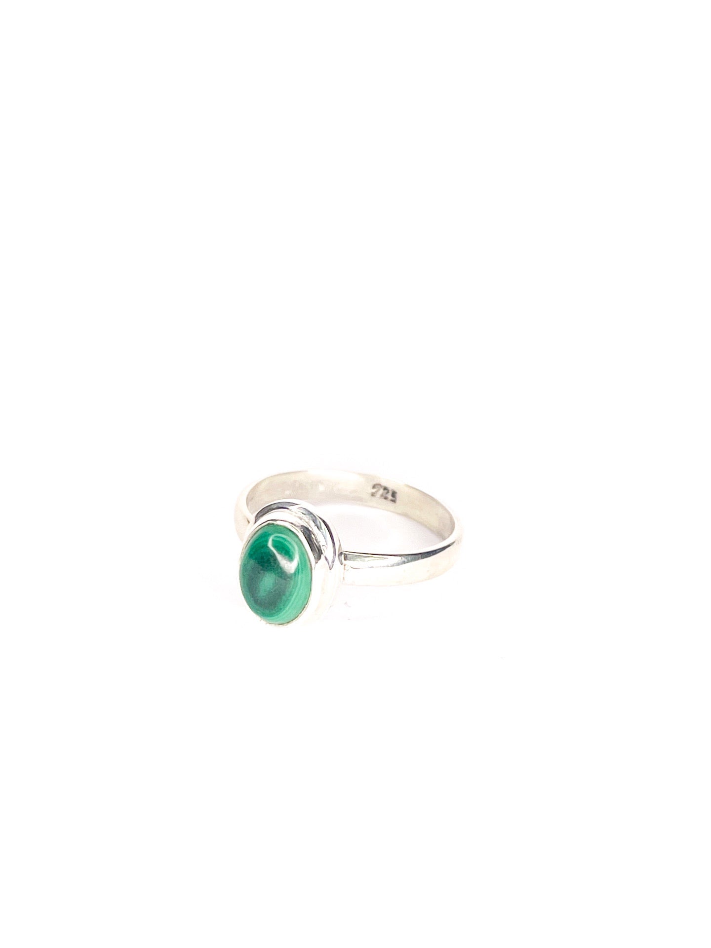 Oval malachite silver ring