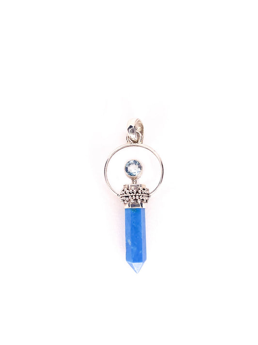 Aquamarine and turquoise silver pendant