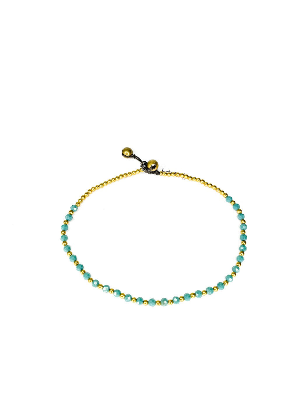 Faceted stone and brass beaded bracelet - various colours