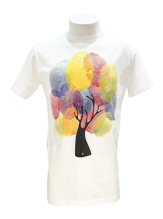 "Tree" white cotton tee shirt - Medium 55cm 1/2 chest