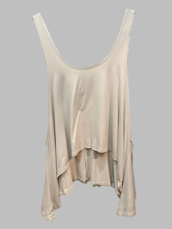Beige sleeveless top on a white background