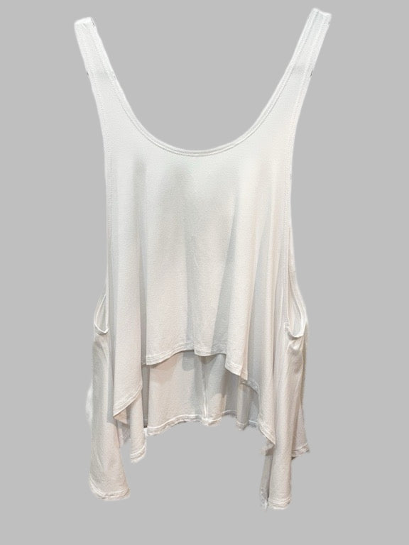 White sleeveless top on a white background