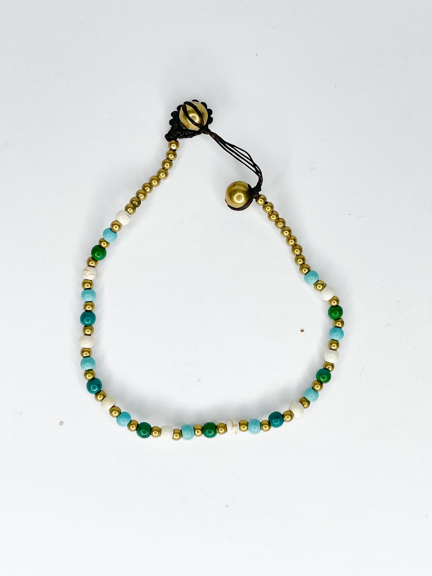 ❤Stone and brass beaded bracelet - various colours